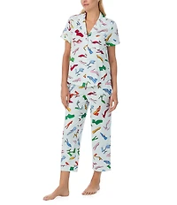 kate spade new york Favorite Shoe Print Short Sleeve Notch Collar Cropped Pajama Set