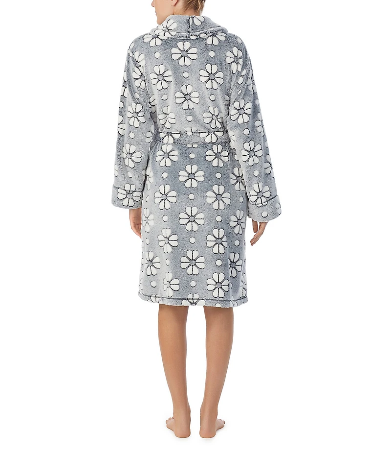 kate spade new york Floral Jacquard Plush Shawl Collar Long Sleeve Robe