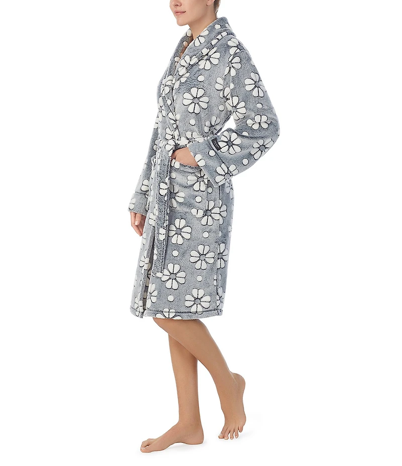 kate spade new york Floral Jacquard Plush Shawl Collar Long Sleeve Robe