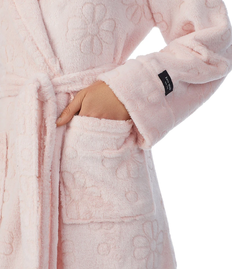 kate spade new york Floral Jacquard Plush Shawl Collar Long Sleeve Robe