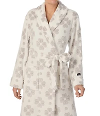 kate spade new york Floral Jacquard Plush Shawl Collar Long Sleeve Robe