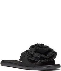 kate spade new york Flourish Canvas Frayed Flower Flat Slide Sandals