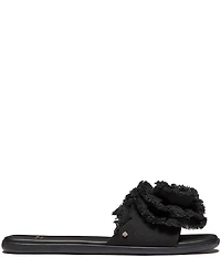 kate spade new york Flourish Canvas Frayed Flower Flat Slide Sandals