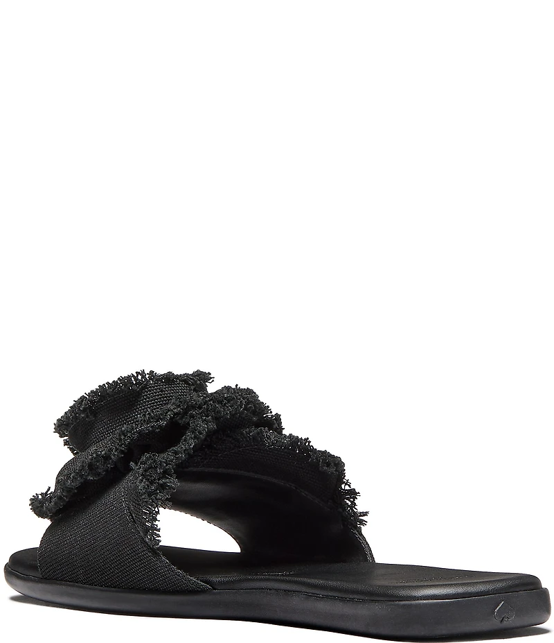 kate spade new york Flourish Canvas Frayed Flower Flat Slide Sandals