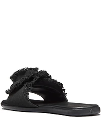 kate spade new york Flourish Canvas Frayed Flower Flat Slide Sandals