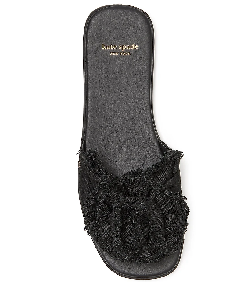 kate spade new york Flourish Canvas Frayed Flower Flat Slide Sandals