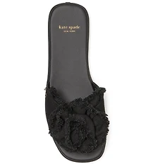 kate spade new york Flourish Canvas Frayed Flower Flat Slide Sandals