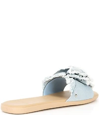kate spade new york Flourish Denim Flower Ornament Flat Slide Sandals