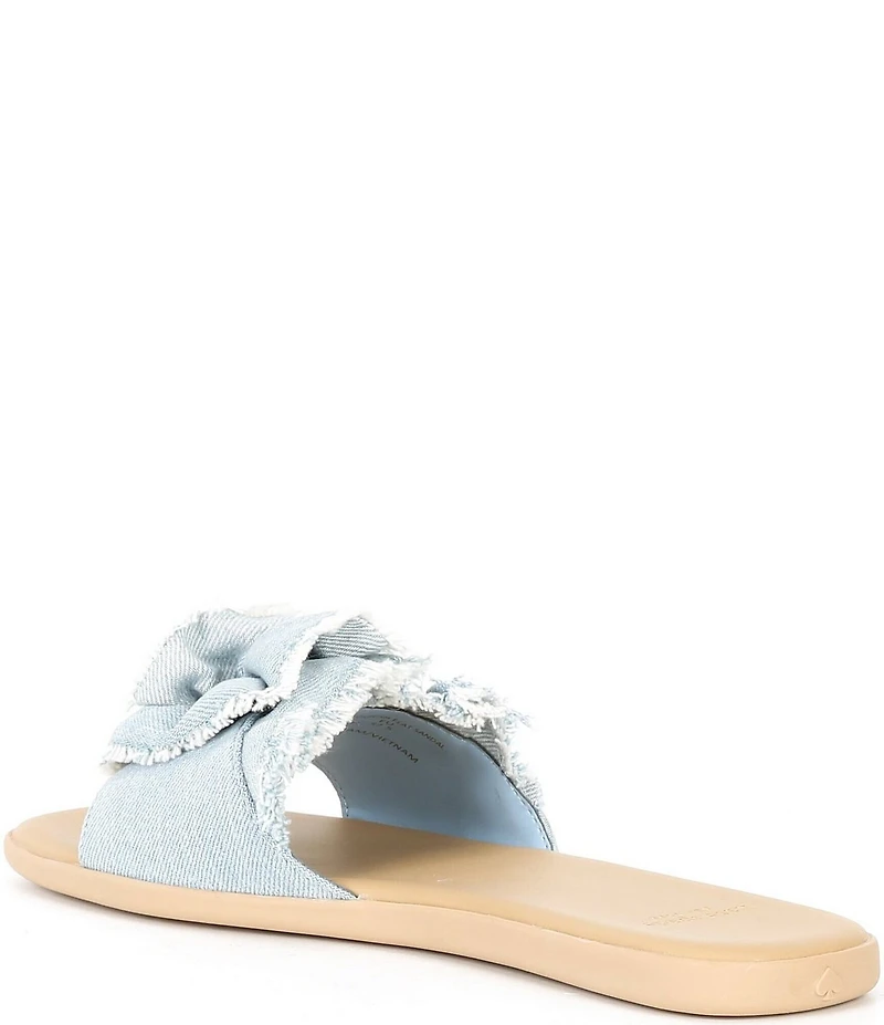 kate spade new york Flourish Denim Flower Ornament Flat Slide Sandals
