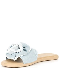 kate spade new york Flourish Denim Flower Ornament Flat Slide Sandals