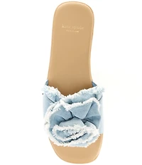 kate spade new york Flourish Denim Flower Ornament Flat Slide Sandals
