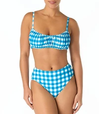 kate spade new york Gingham High Leg High Waist Swim Bottom