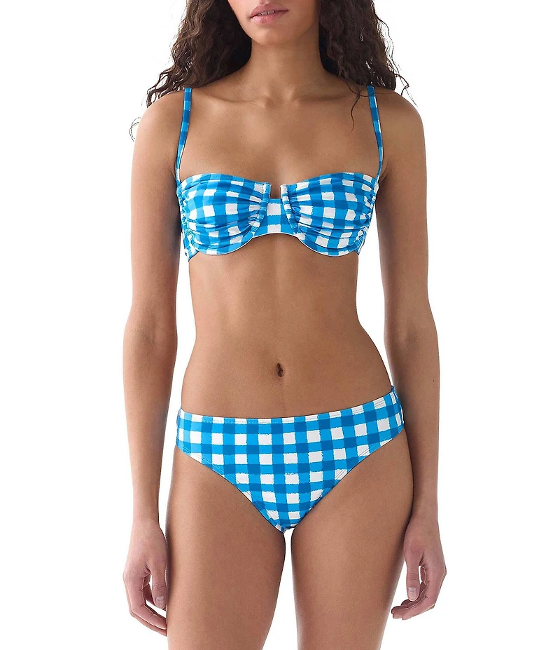 kate spade new york Gingham Ruched Underwire Bra Swim Top