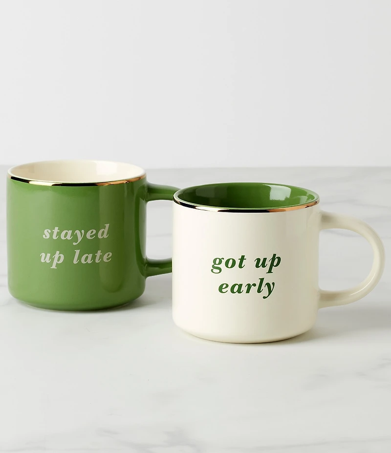 kate spade new york Got Up Early & Stayed Up Late, Mugs, Set of 2