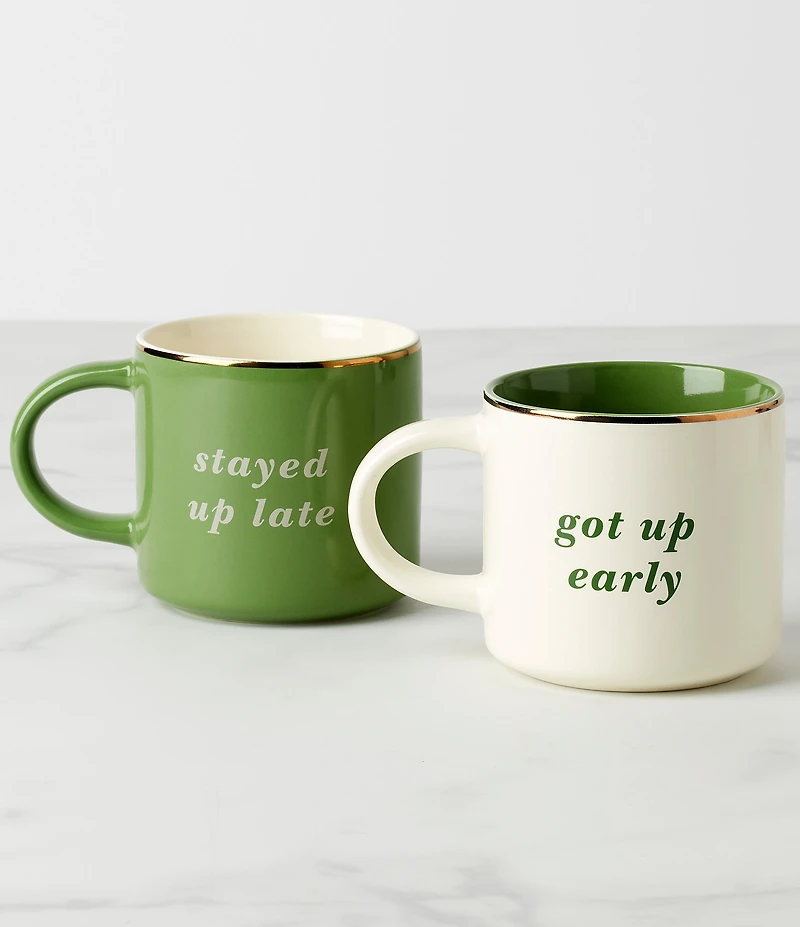 kate spade new york Got Up Early & Stayed Up Late, Mugs, Set of 2