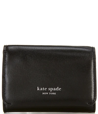 kate spade new york Halo Fine Grain Leather Card Case Trifold Wallet