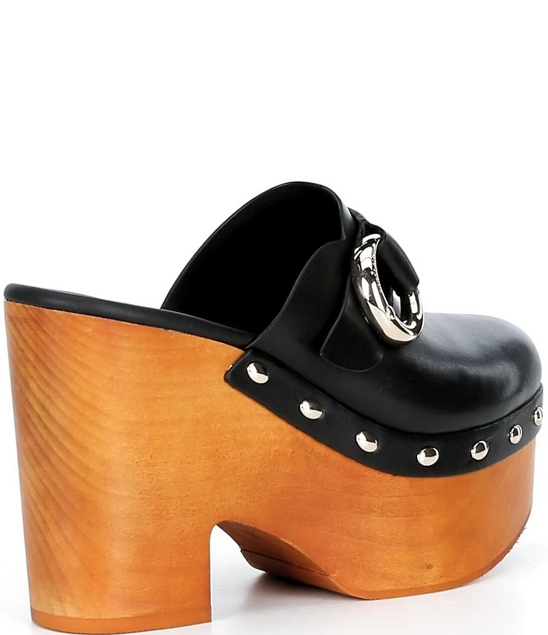 kate spade new york Halo Leather Studded Platform Block Heel Clogs