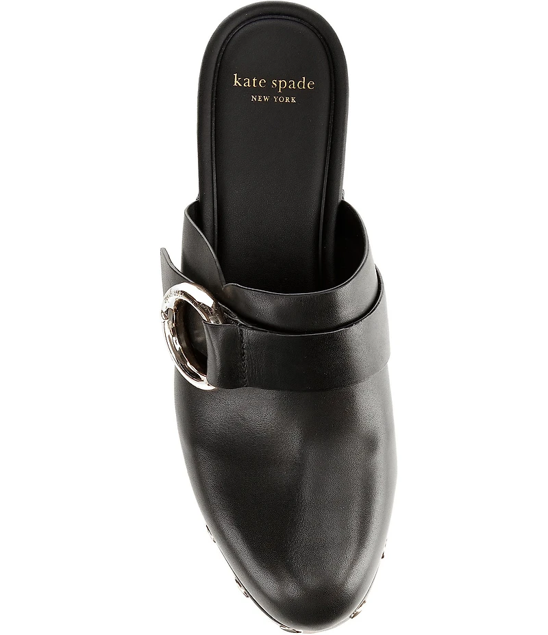 kate spade new york Halo Leather Studded Platform Block Heel Clogs