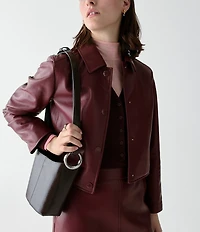 kate spade new york Halo Mini Glazed Leather Bucket Bag