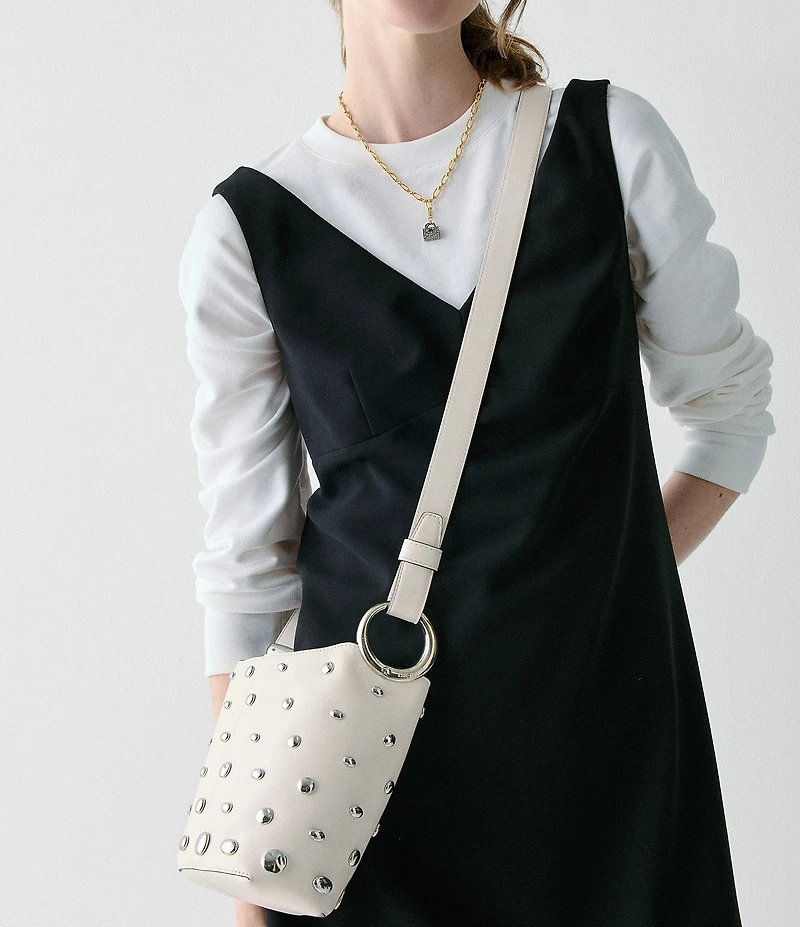 kate spade new york Halo Studded Fine Grain Leather Mini Bucket Bag