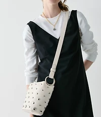 kate spade new york Halo Studded Fine Grain Leather Mini Bucket Bag