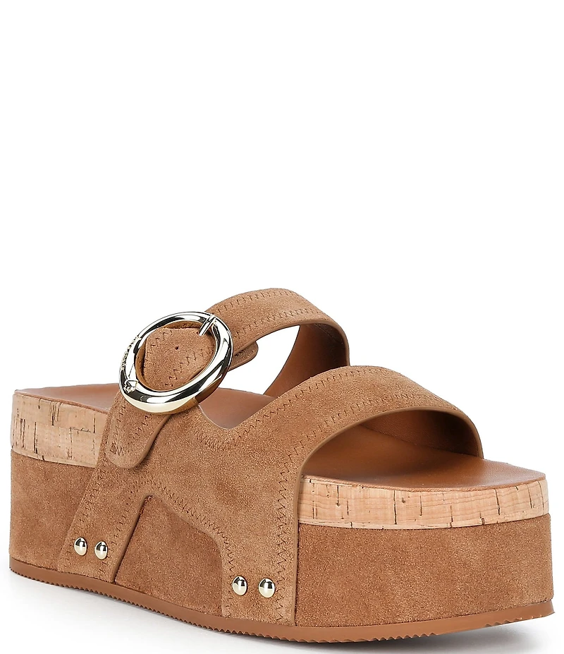 kate spade new york Halo Suede Platform Wedge Slide Sandals