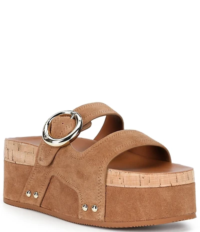 kate spade new york Halo Suede Platform Wedge Slide Sandals