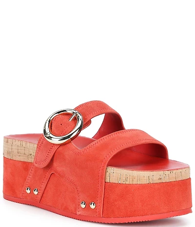 kate spade new york Halo Suede Platform Wedge Slide Sandals