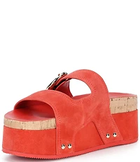 kate spade new york Halo Suede Platform Wedge Slide Sandals