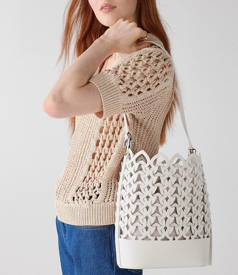 kate spade new york Halo Woven Leather Bucket Bag