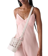 kate spade new york Halo Woven Leather Mini Bucket Bag