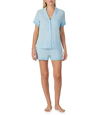kate spade new york Heart Print Short Sleeve Notch Collar Jersey Knit Shorty Bridal Pajama Set