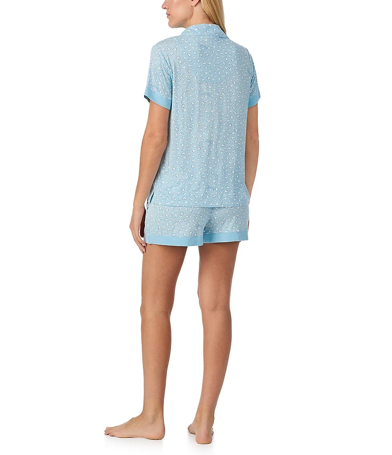 kate spade new york Heart Print Short Sleeve Notch Collar Jersey Knit Shorty Bridal Pajama Set