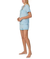 kate spade new york Heart Print Short Sleeve Notch Collar Jersey Knit Shorty Bridal Pajama Set