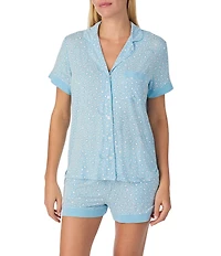 kate spade new york Heart Print Short Sleeve Notch Collar Jersey Knit Shorty Bridal Pajama Set