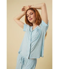 kate spade new york Heart Print Short Sleeve Notch Collar Jersey Knit Shorty Bridal Pajama Set