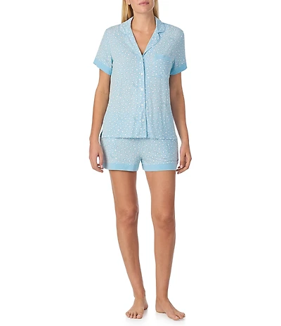 kate spade new york Heart Print Short Sleeve Notch Collar Jersey Knit Shorty Bridal Pajama Set