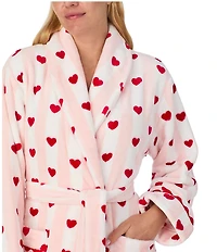 kate spade new york Heart Stripe Print Long Sleeve Shawl Collar Chenille Plush Short Robe