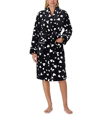 kate spade new york Heart Swirl Print Long Sleeve Shawl Collar Chenille Plush Short Robe