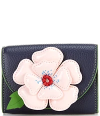 kate spade new york In The Garden Floral Applique Pebble Leather Flap Card Case