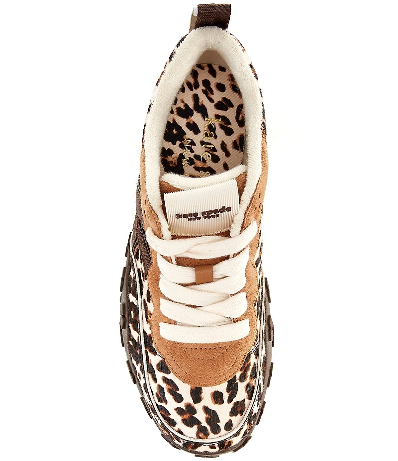 kate spade new york K As In Kate Downtown Leopard Haircalf Lace Up Runner Sneakers