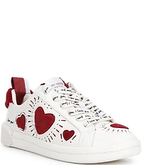 kate spade new york K as In Kate Leather and Shearling Heart Court Platform Sneakers