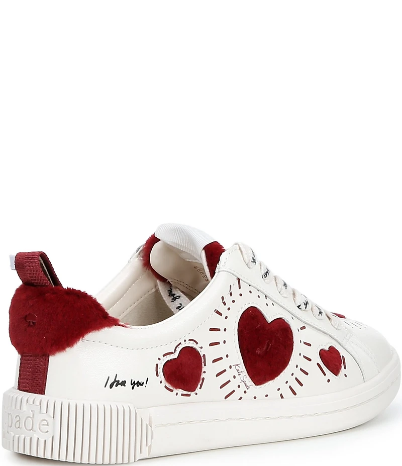kate spade new york K as In Kate Leather and Shearling Heart Court Platform Sneakers