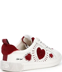 kate spade new york K as In Kate Leather and Shearling Heart Court Platform Sneakers
