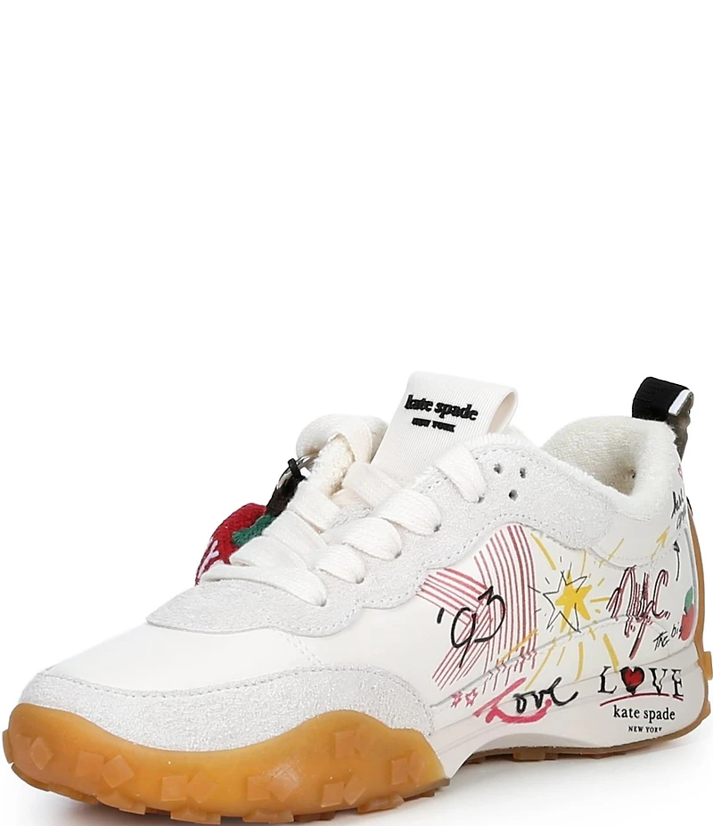 kate spade new york K As In Kate NYC Graffiti Leather Charm Detail Runner Sneakers