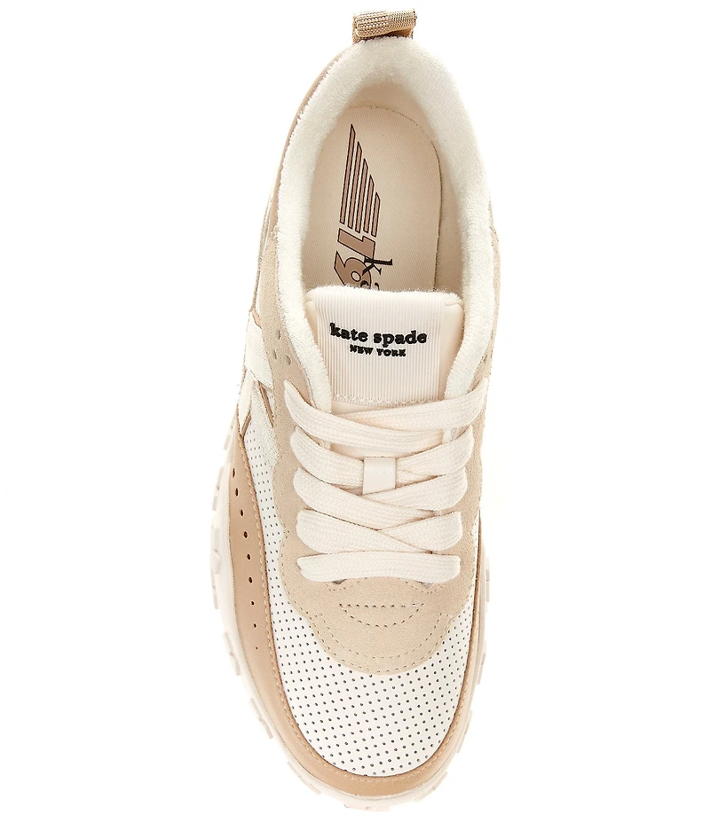 kate spade new york K As In Kate Perforated Leather Lace Up Sneakers
