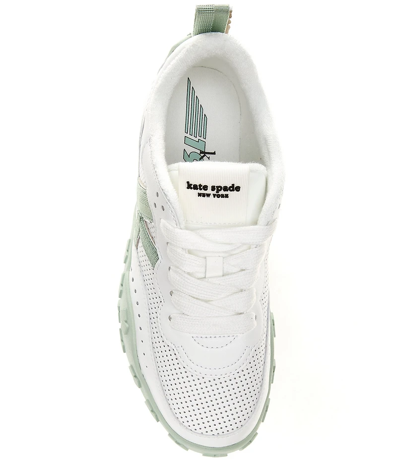 kate spade new york K As In Kate Perforated Leather Lace Up Sneakers