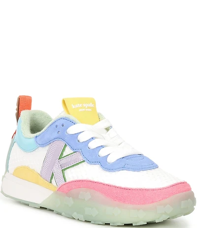 kate spade new york K As In Kate Suede and Mesh Signature Logo Sneakers