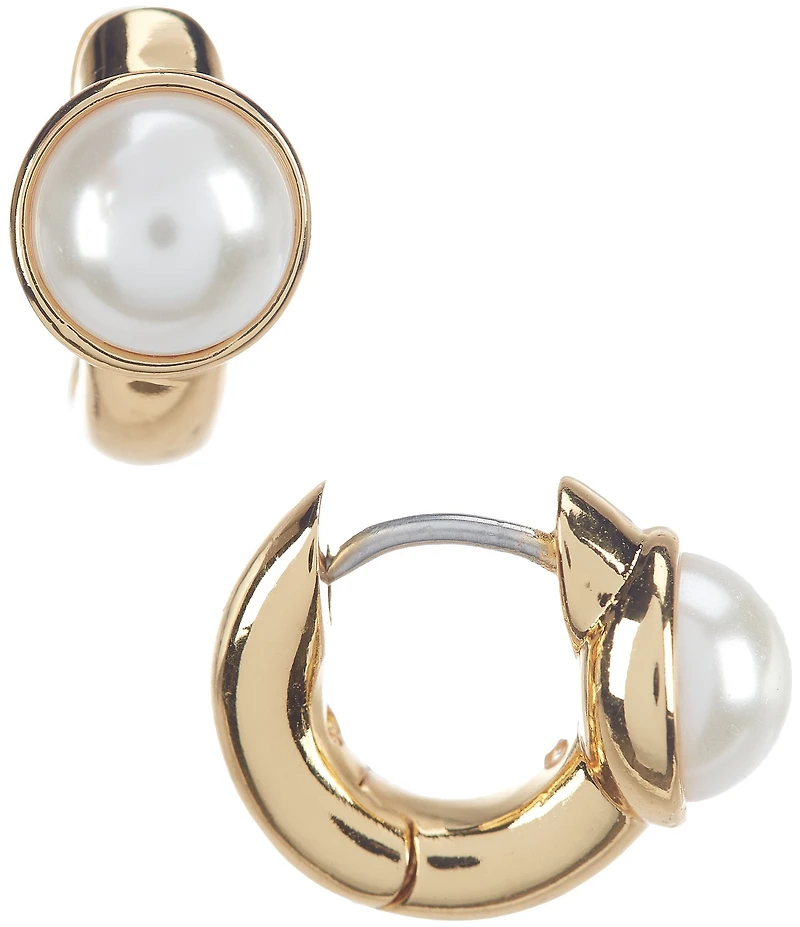 kate spade new york Keep Sparkling Round Pearl Huggie Hoop Earrings