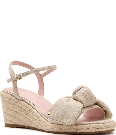 kate spade new york Leandra Bow Detail Textile Knot Detail Espadrille Wedge Sandals